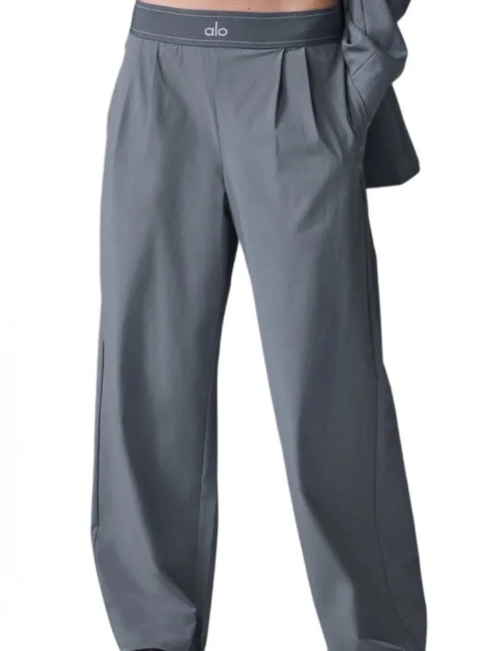 NWT🍯ALO Yoga Suit Up Trouser Steel Grey🚴(Regular 30 inches)Wide Leg Athleisure